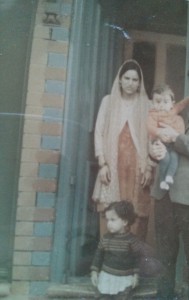 Naveed Akhtar with her mother Rashiba Begum & brother Zabair Parkfield Rd 1970