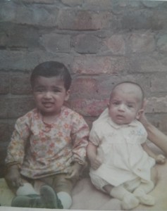 Naveed Akhtar with her brother Zabair 1969